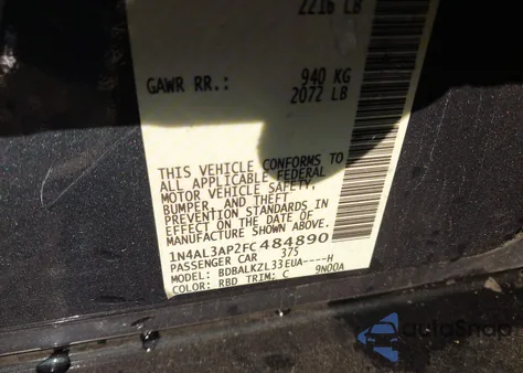 2015 Nissan Altima 2.5 Sv z USA, uszkodzony, nr VIN 1N4AL3AP2FC484890